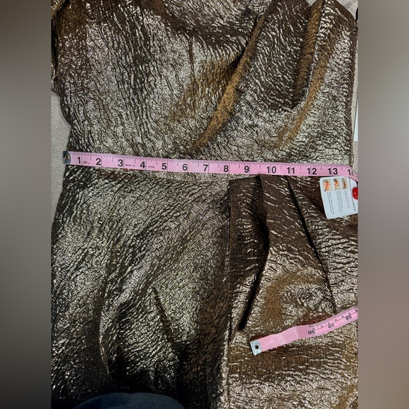 MAC DUGGAL 67297 ONE SHOULDER METALLIC ANTIQUE BRONZE BALL-GOWN sz 6 - Picture 9 of 12